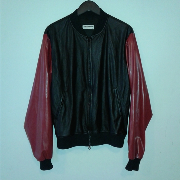 AMERICAN APPAREL Black red Bomber Baseball jacket USA made size XS unisex - Picture 4 of 7